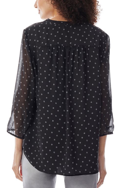 Jones New York Womens V Neck Printed Blouse In Jones Black/jones White