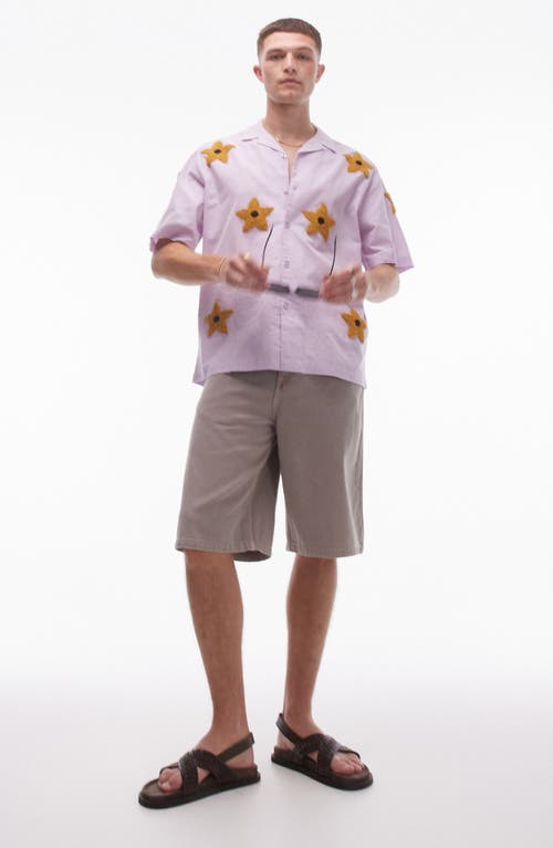 TOPMAN TOPMAN BOXY FLORAL CAMP SHIRT 