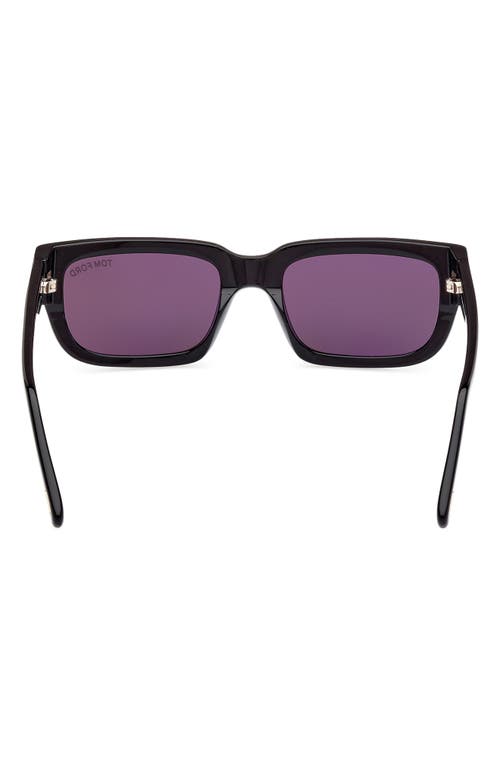 Shop Tom Ford Ezra 54mm Rectangular Sunglasses In Shiny Black/smoke