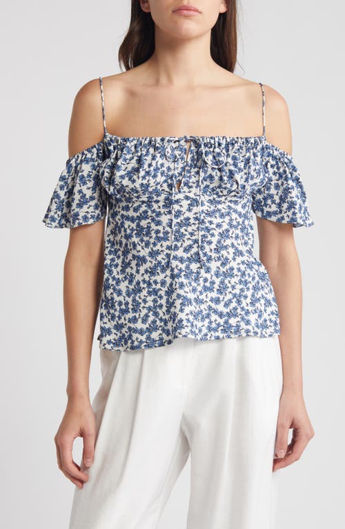 Shop Faithfull The Brand Menton Off The Shoulder Top In Leilani Print/mid Blue