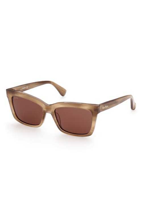 Shop Max Mara 55mm Rectangular Sunglasses In Light Brown/other/brown
