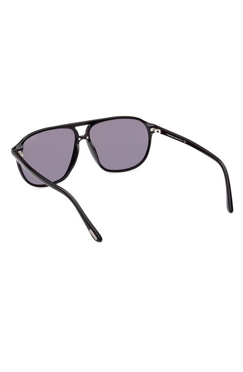 Shop Tom Ford Bruce 61mm Polarized Navigator Sunglasses In Shiny Black/polarized Smoke