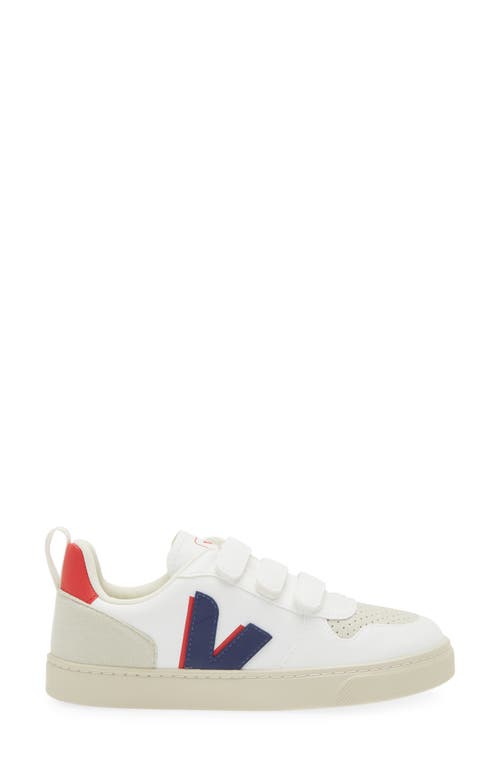 Shop Veja Kids' V-10 Sneaker In White/cobalt/pekin