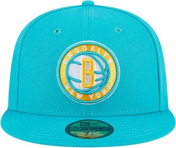Men's Brooklyn Nets New Era Turquoise Breeze Grilled Yellow Undervisor  59FIFTY Fitted Hat