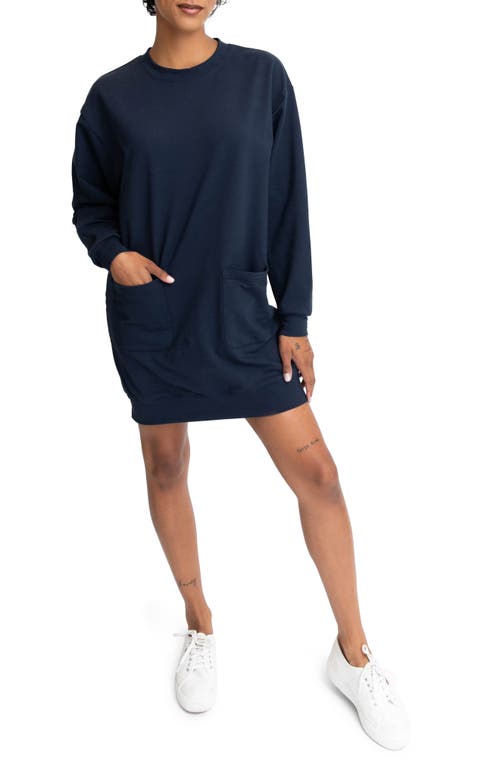 SMASH + TESS Prospect Long Sleeve Sweatshirt Minidress in Nearly Navy