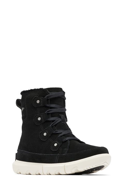  Women's High top Sneakers Lace up PU Leather Fashion Shoes  Black Boots Fuzzy Ankle Booties with Zipper | Ankle & Bootie