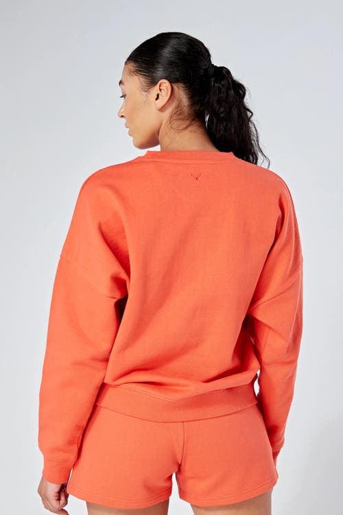 Shop Twill Active Organic Cotton Essentials Oversized Crewneck Sweatshirt In Coral