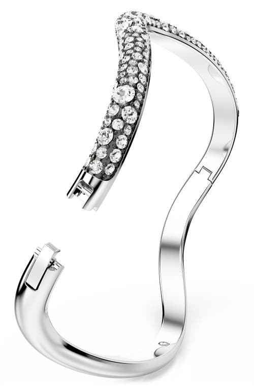 Swarovski Sublima Crystal Wavy Bangle Bracelet In Silver/white