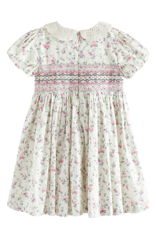 Shop Laura Ashley Kids' Floral Smocked Cotton Dress In Ivory/ Lilac Floral