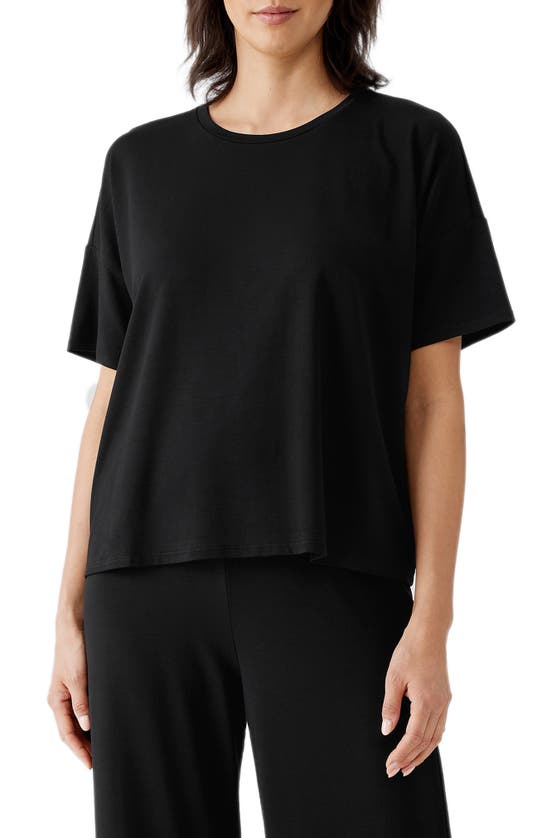 Eileen Fisher Organic Cotton Crewneck T-shirt In Black
