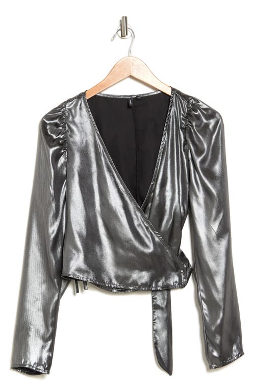 Vero Moda Scarlet Long Sleeve Wrap Top In Silver