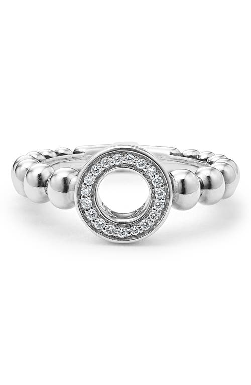 Shop Lagos Caviar Spark Diamond Open Circle Ring In Diamond/silver