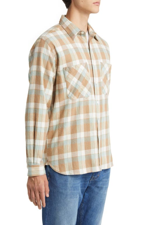 Shop Closed Plaid Cotton Flannel Button-up Shirt In Beige/glazed Green