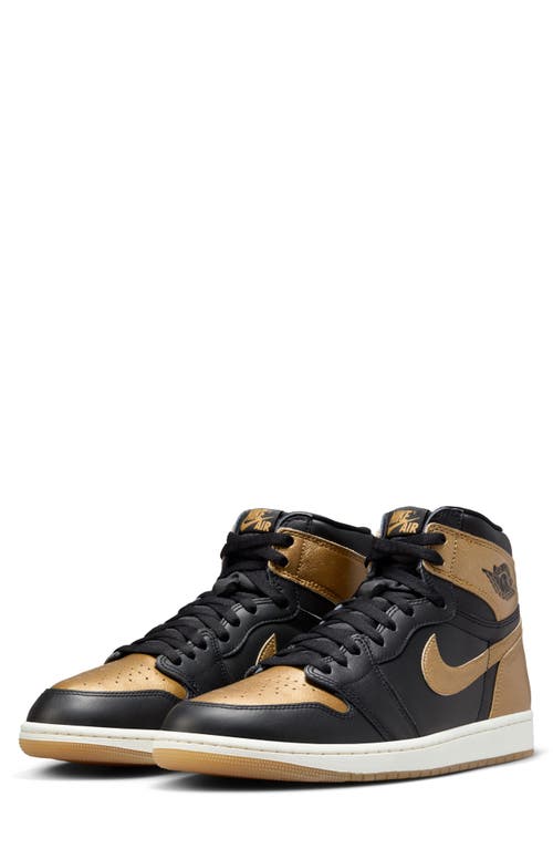 Shop Jordan Air  1 Retro High Top Sneaker In Black/metallic Gold/sail