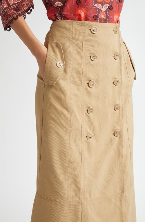 Shop Farm Rio Double Breasted Button Front Skirt In Brown