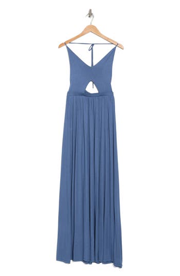 Go Couture Halter Neck Keyhole Maxi Dress In Moroccan Blue