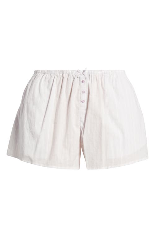 Florence By Mills Stripe Stretch Cotton Sleep Shorts In Soft Millie Lavender Stripe