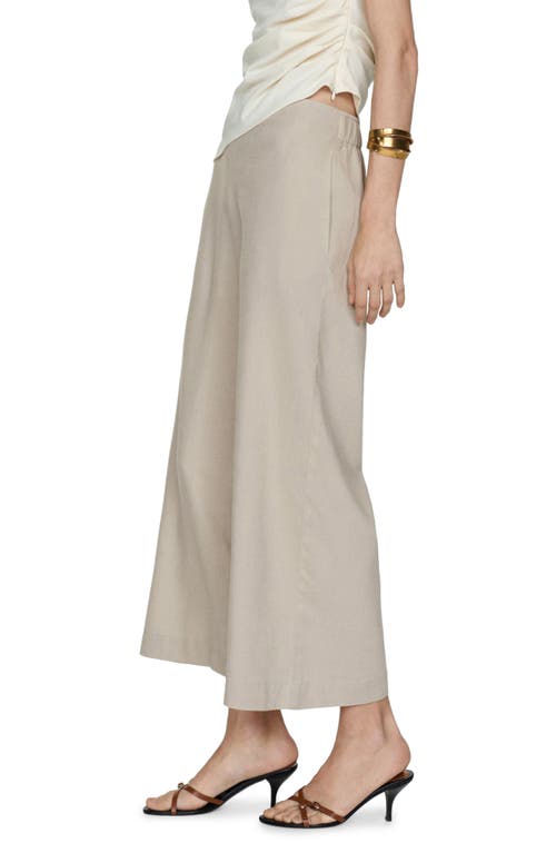 Shop Mango Linovis Linen Blend Wide Leg Pants In Light Beige