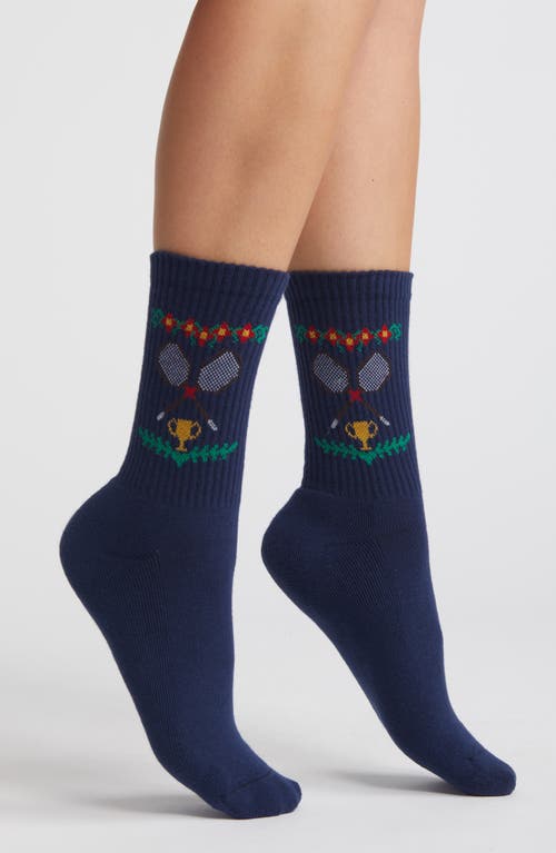 Shop American Trench Center Court Crew Socks In Navy