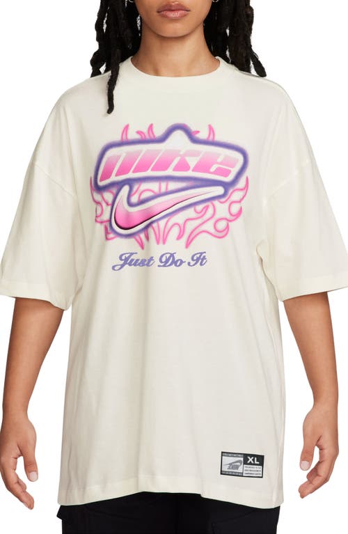 Shop Nike Sportswear Dance Oversize Cotton Graphic T-shirt In Sail