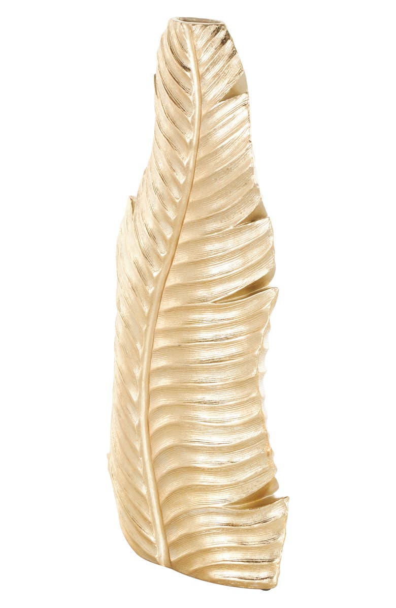 VIVIAN LUNE HOME Golden Leaf Vase, Alternate, color, Gold