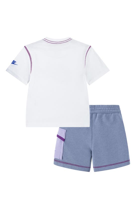 Shop Nike Kids' Swoosh Graphic T-shirt & Knit Cargo Shorts Set In Ashen Slate