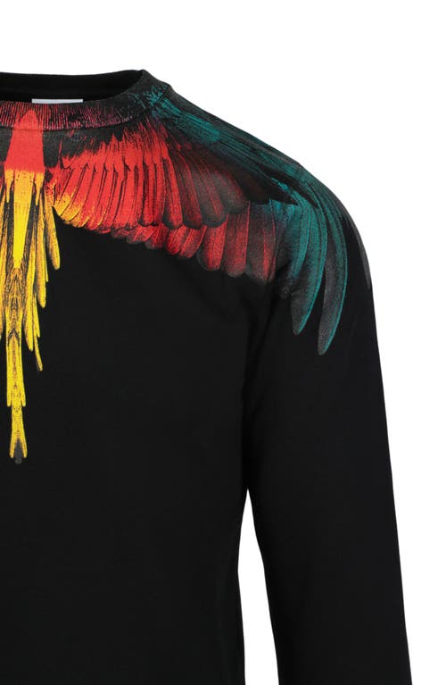 Shop Marcelo Burlon County Of Milan Marcelo Burlon Icon Wings Cotton Graphic Long Sleeve T-shirt In Black