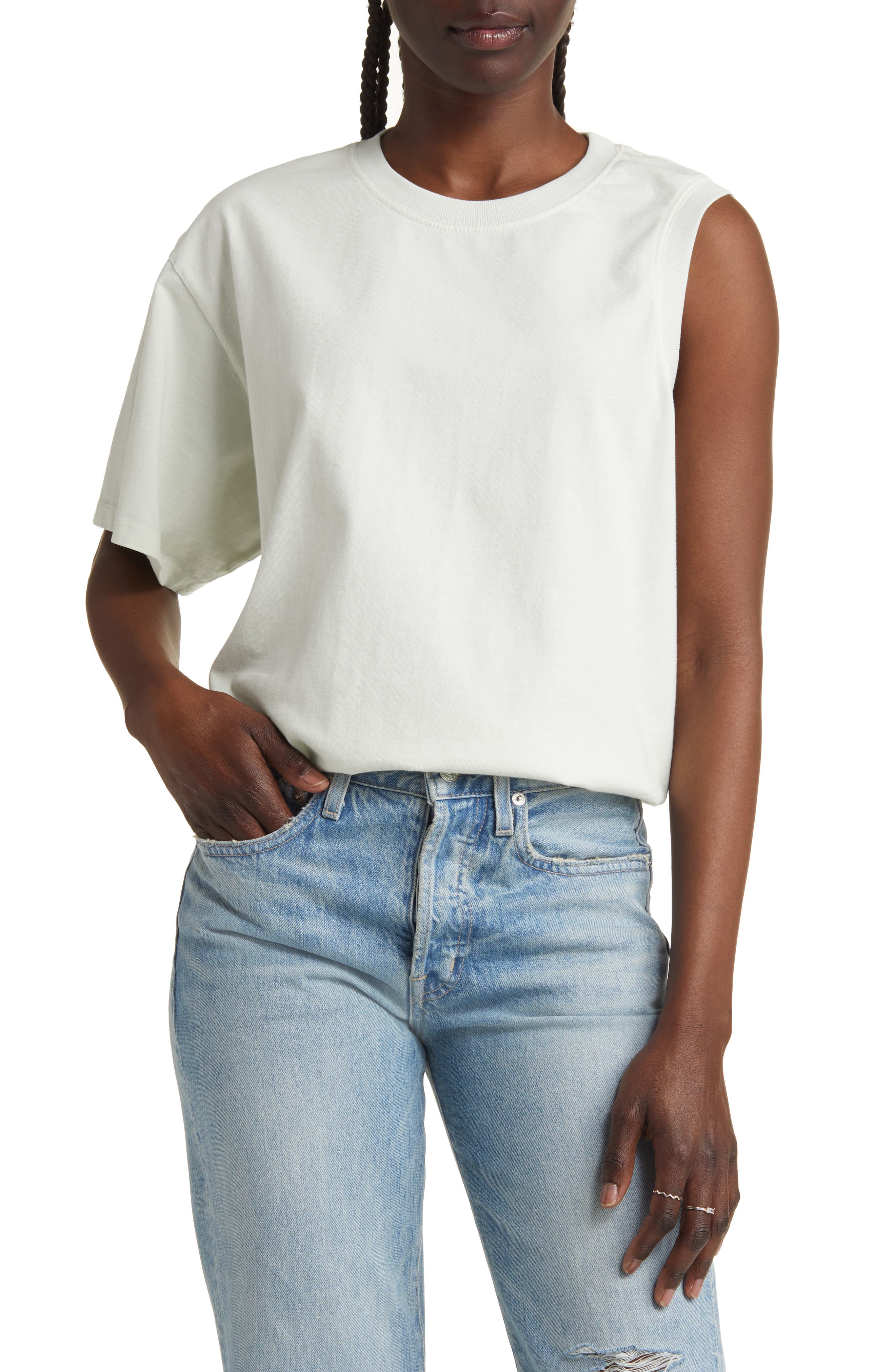 Womens Clothing Tops T-shirts Agolde Cotton Della Asymmetric T Shirt in Black 
