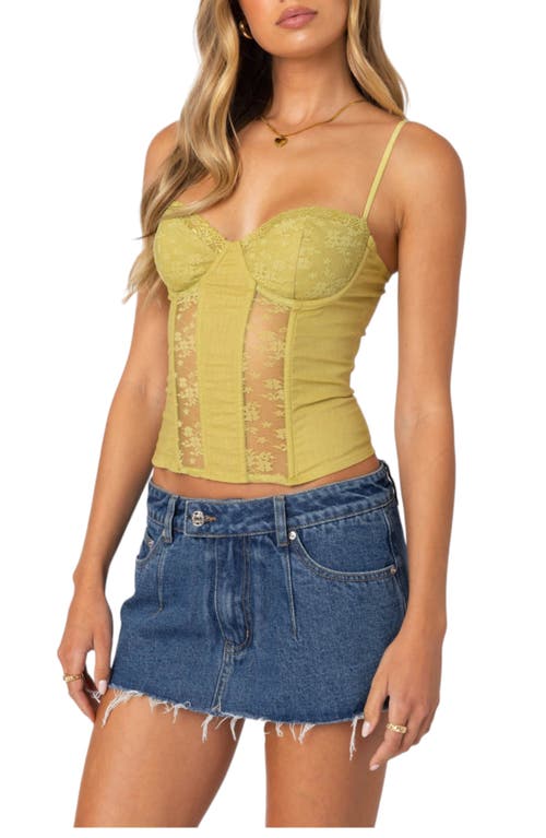 Edikted Avena Linen Look Lacey Corset In Green