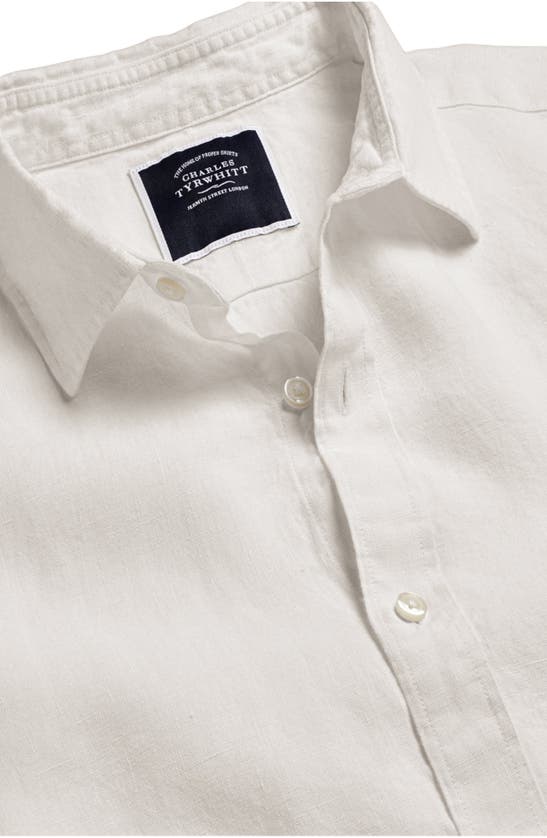 Shop Charles Tyrwhitt Slim Fit Linen Dress Shirt In White