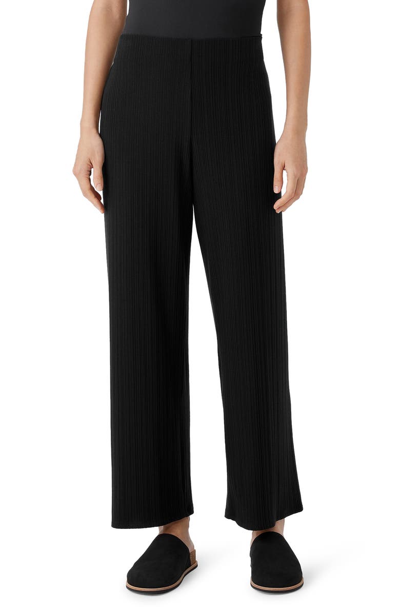 Eileen Fisher Rib Wide Leg Ankle Pants | Nordstrom