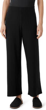 Eileen Fisher Rib Wide Leg Ankle Pants | Nordstrom