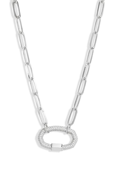 Kendra Scott Emery Pendant Link Necklace in Rhodium White Crystal 