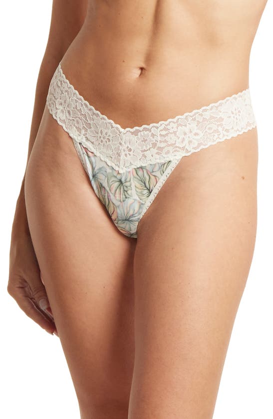 Hanky Panky Indigo Stripe Dreamease Low Rise Thong In Begonia Leaf