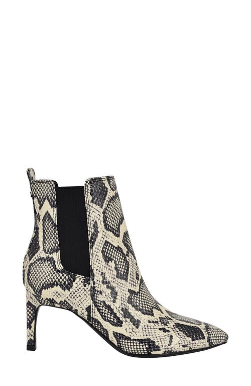 Calvin Klein Samara Bootie In Black/white Snake Emobssed