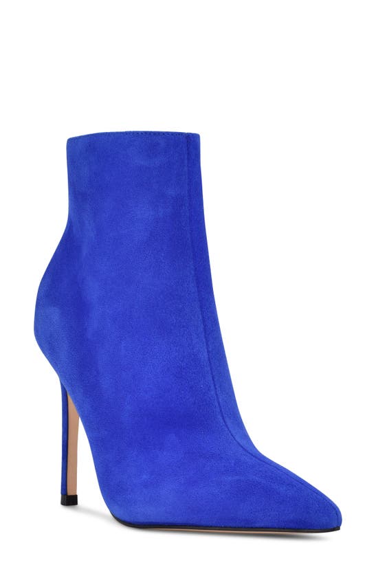 Nine West Farrah Leather Stiletto Bootie In Blue Suede