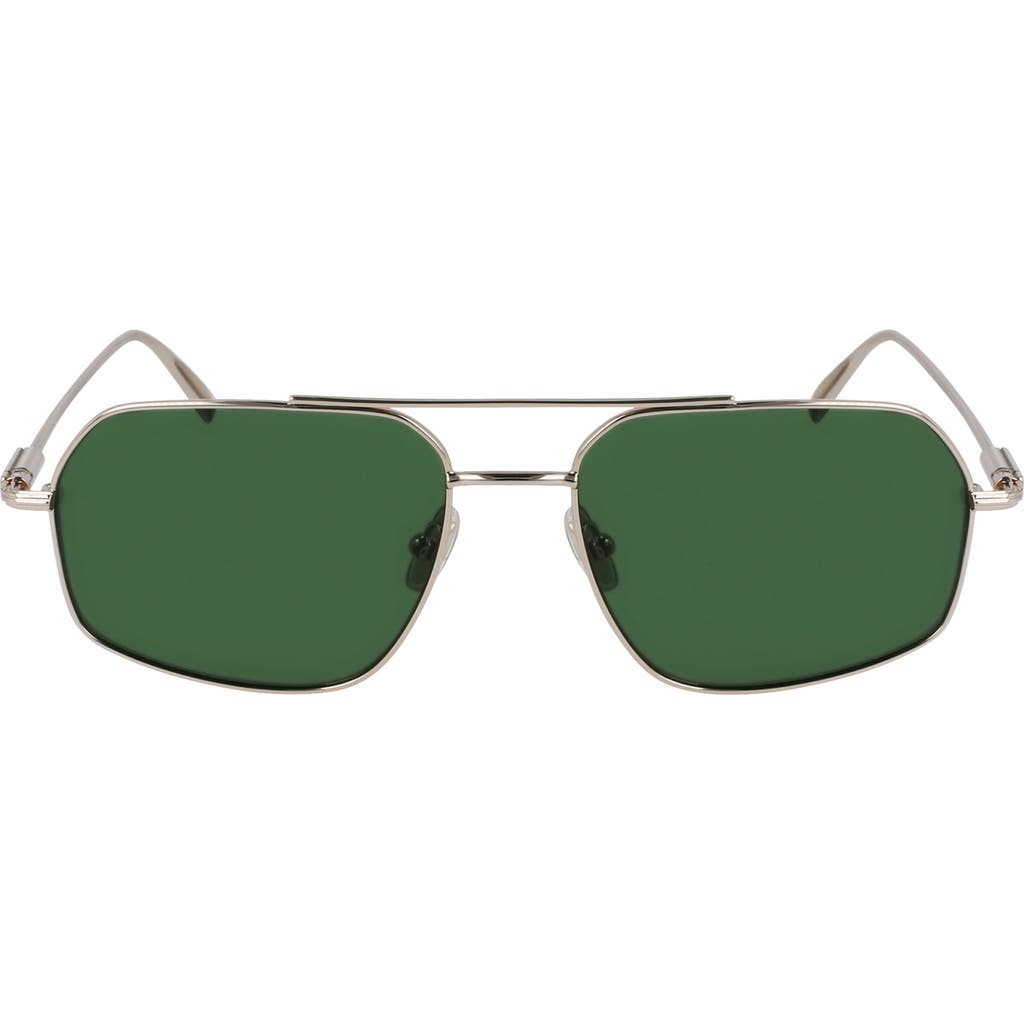 Ferragamo Prisma 58mm Navigator Sunglasses In Light Gold/green