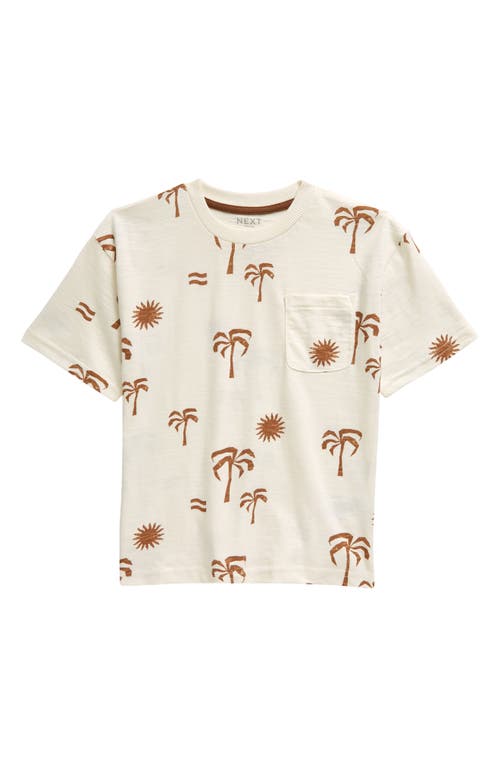 NEXT Kids' Palm Tree Print Pocket T-Shirt White at Nordstrom,