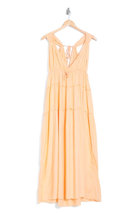 Shop Boho Me Tiered Cover-up Maxi Dress In Peach