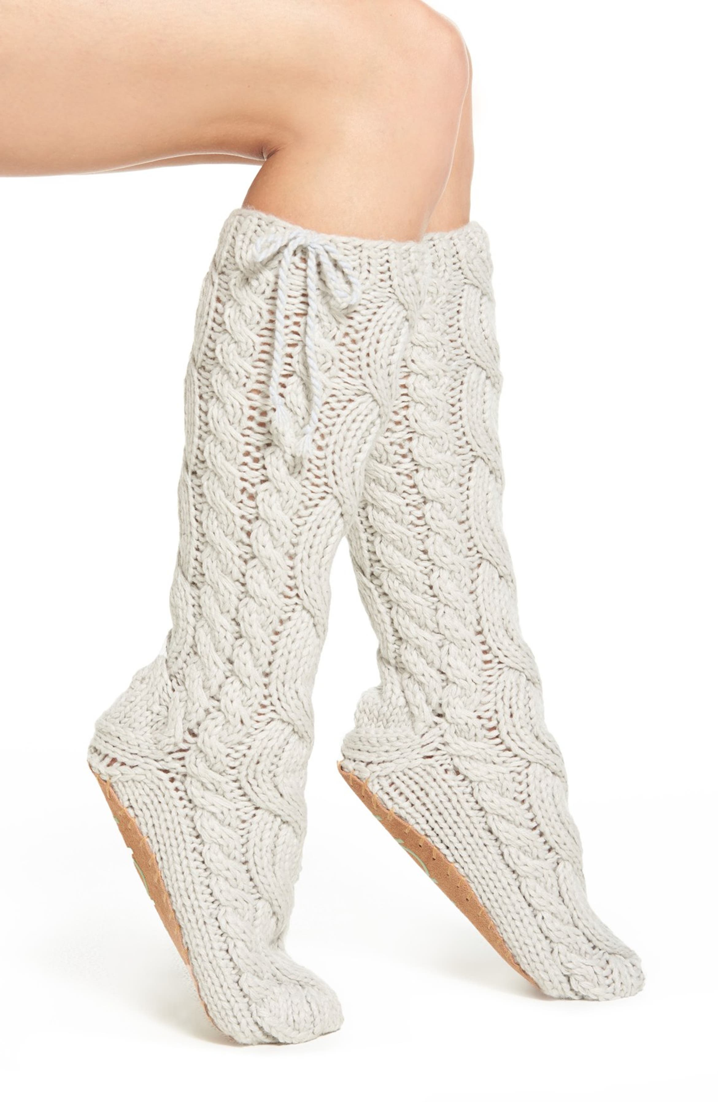 Lemon 'Arctic' Cable Knit Knee High Slippers Nordstrom