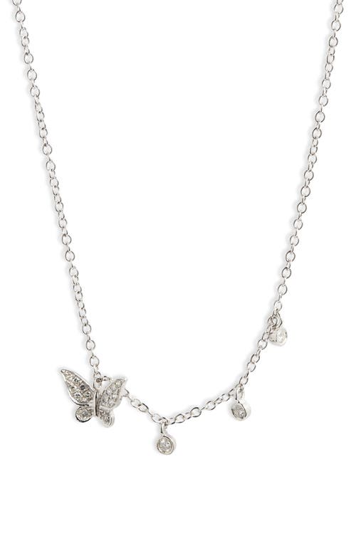 Meira T Diamond Butterfly Pendant Necklace in White at Nordstrom, Size 18