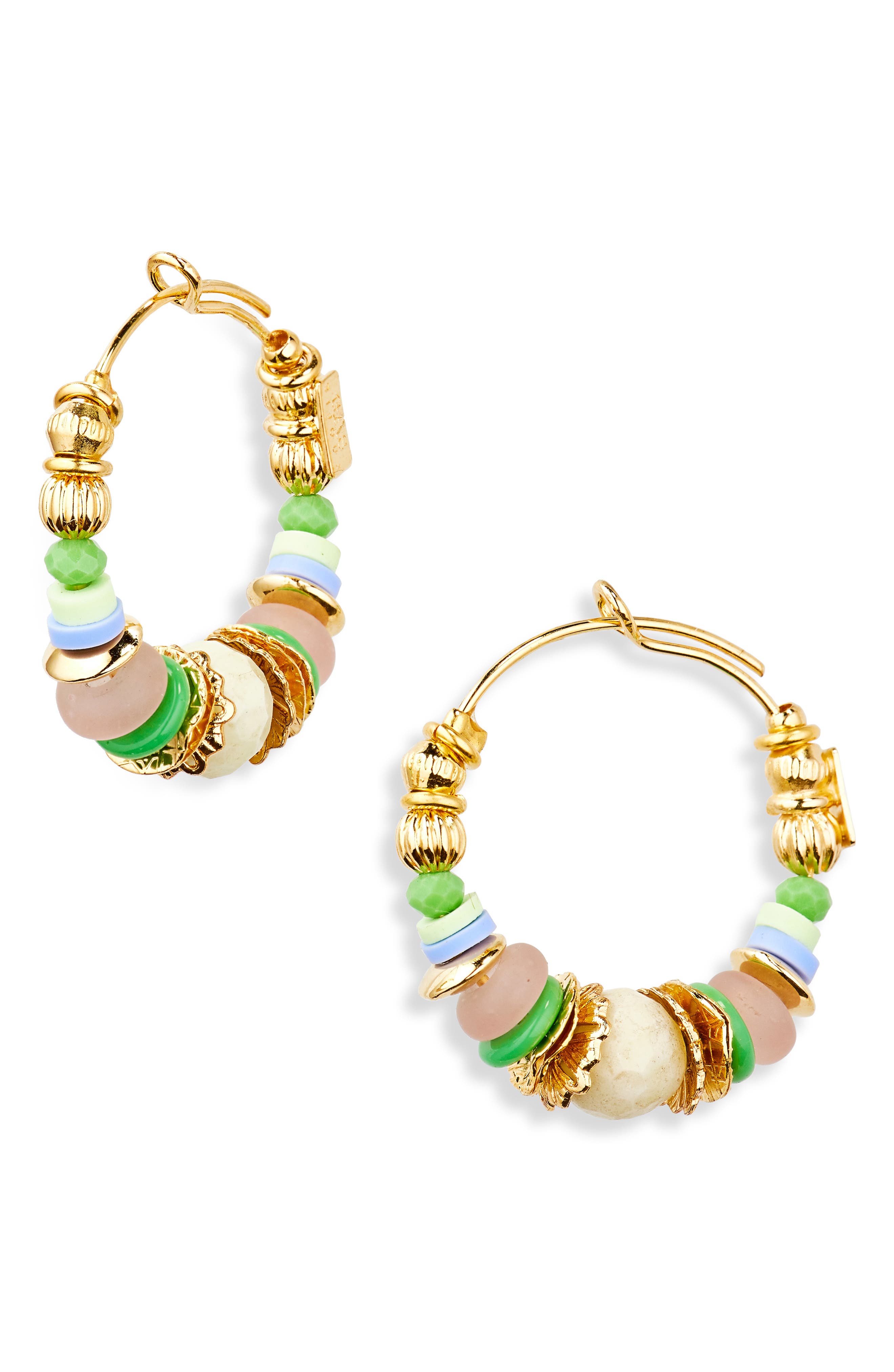 Gas Bijoux Creole Aloha Mini Hoop Earrings in Gold Blue 