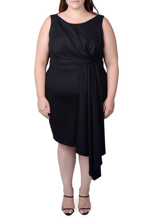 MAYES NYC Adele Draped Asymmetric Sheath Dress Black at Nordstrom,