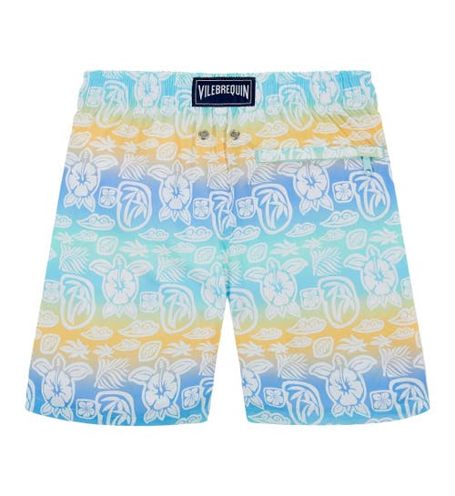 Shop Vilebrequin Kids' Tahiti Turtles Ultra-light And Packable Swim Trunks In Blanc