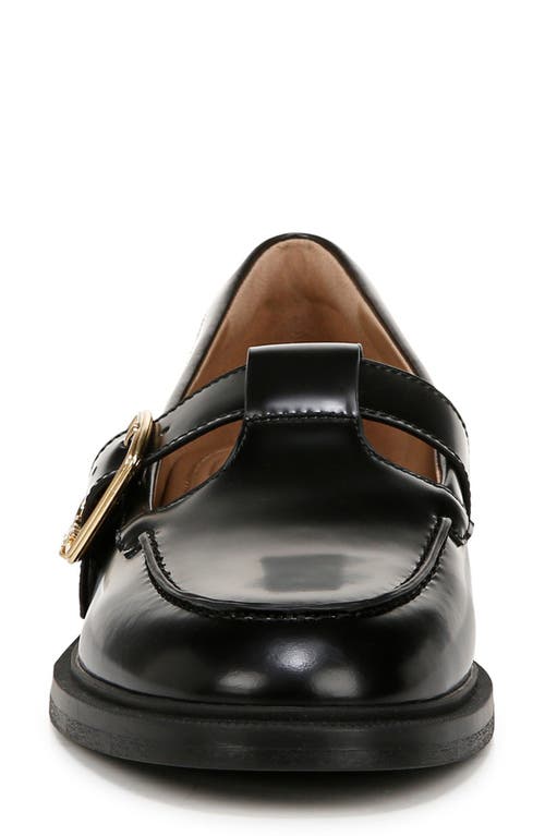 Sam Edelman Elaina T-strap Buckle Loafer Black Leather In Black