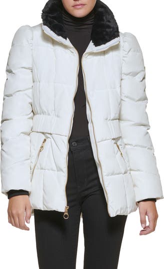 Faux Fur Trim Water-Resistant Puffer Jacket