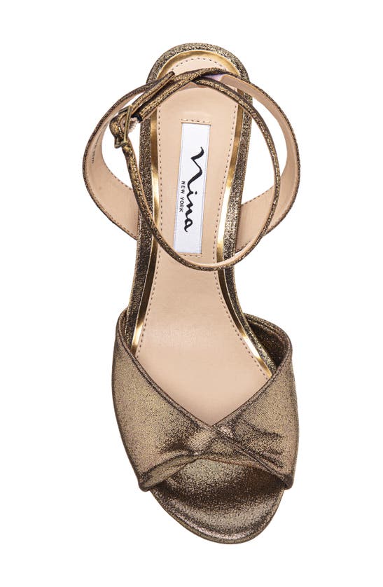 Shop Nina Nigella Glitter Ankle Wrap Sandal In Bronze