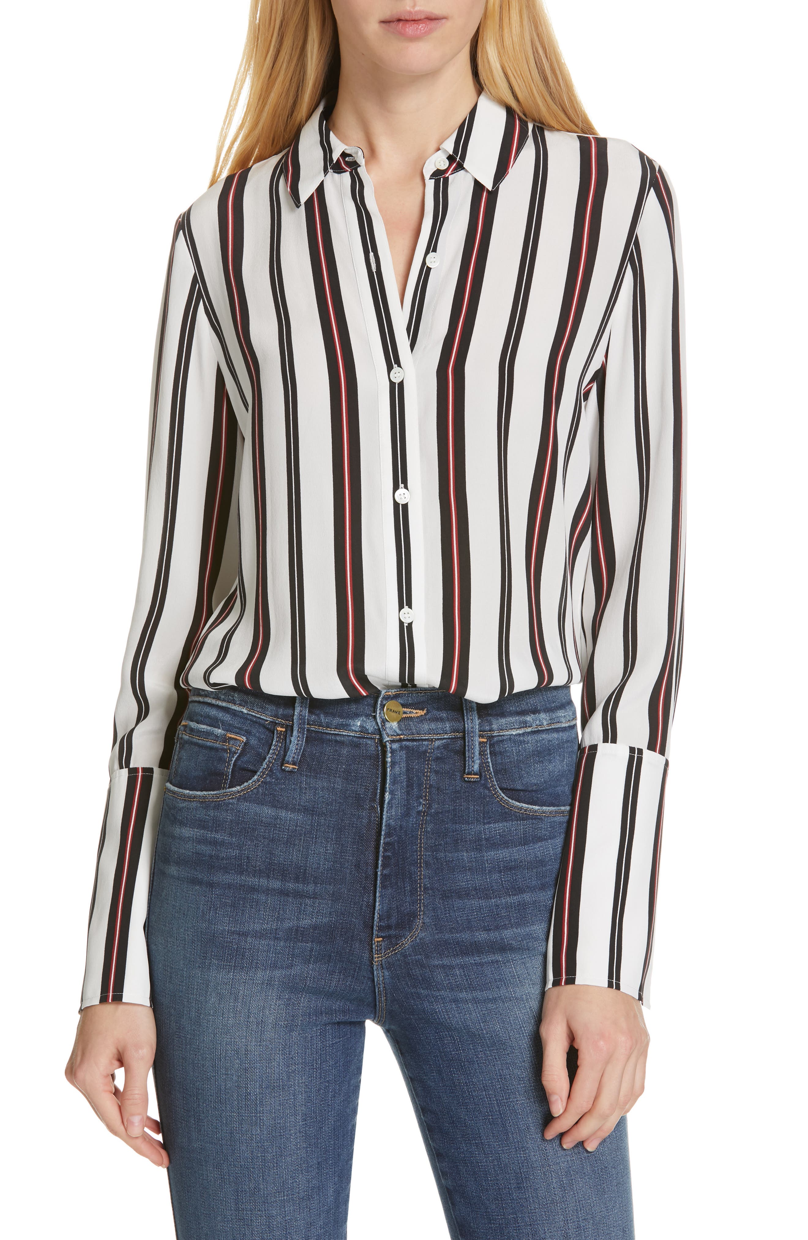 Frame Stripe Pajama Shirt, Black