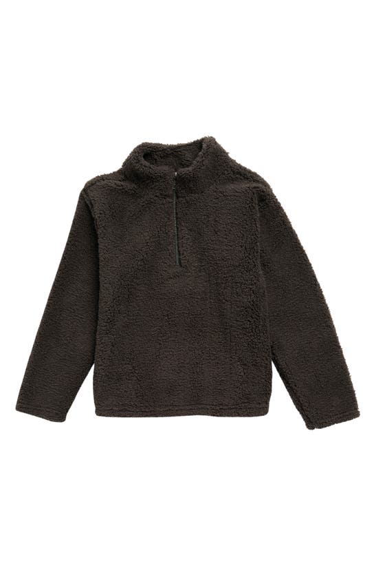 Melrose And Market Kids' Faux Shearling 1/4 Zip Pullover In Black Raven