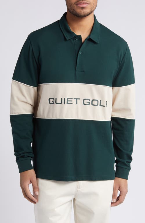 Sport Logo Long Sleeve Polo in Forest